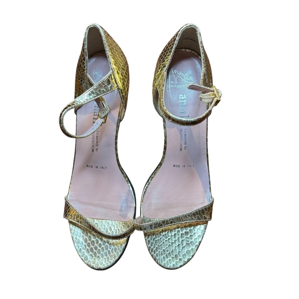 Amalfi Shoes Womens Size 6 Gold Snakeskin Leather Strappy Sandals Stiletto Heels